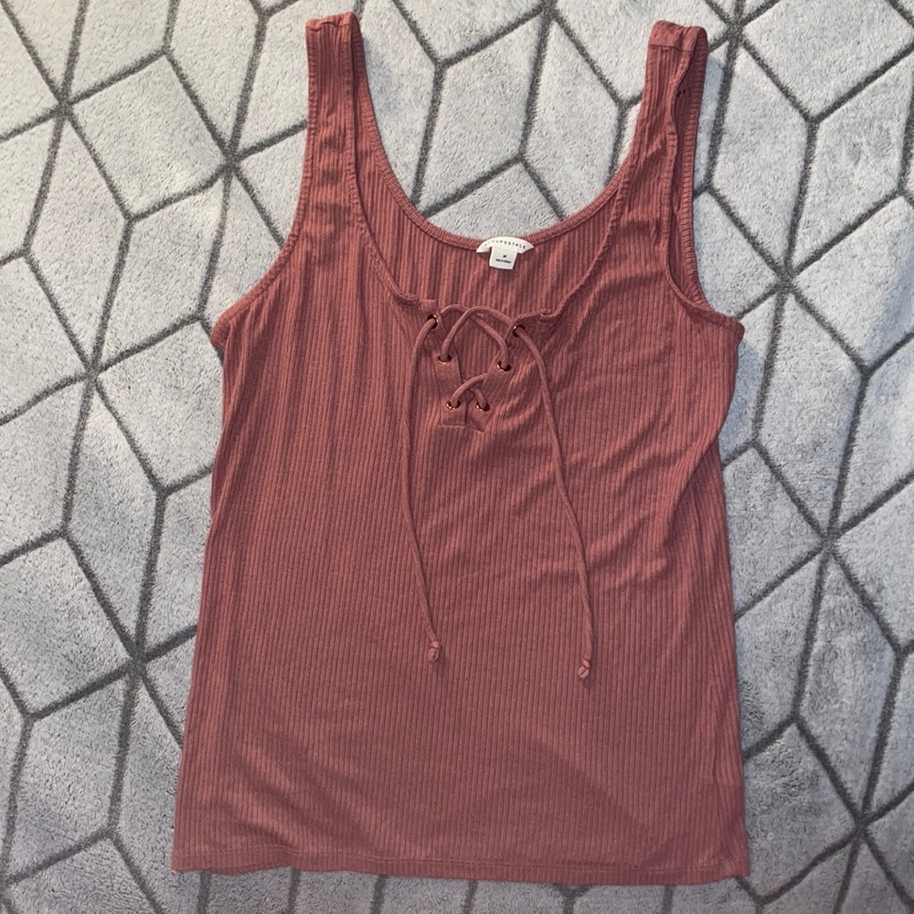 Aeropostale Dusty Rose Lace Up Tank